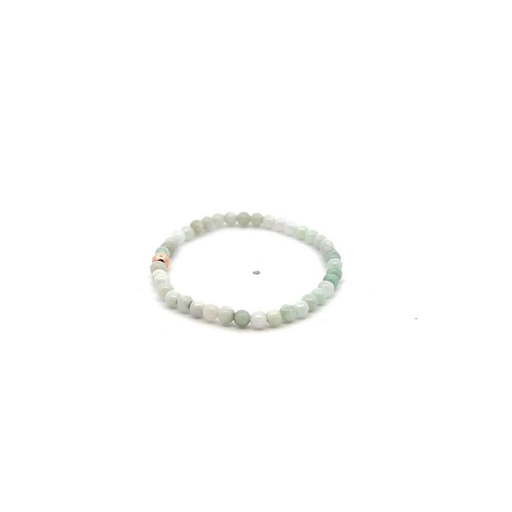 Natural Burmese Jade Gemstones Mini 3.5mm 18K Rose Gold Charm Bead - Picture 3 of 5